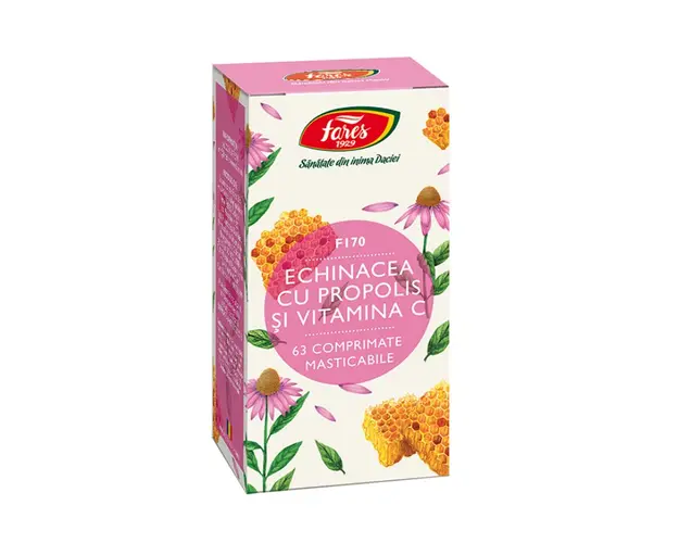 Echinacea cu propolis si vitamina C, 63 cpr, FARES