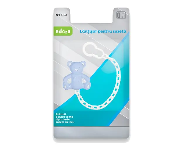 Lantisor pentru suzeta, ursulet bleu, 1 bucata, Adora 