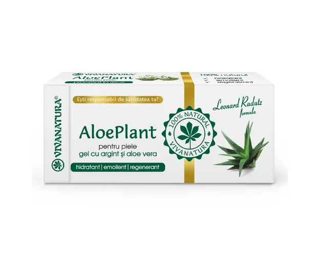 Gel pentru piele cu argint si aloe vera Aloe Plant, 20 ml, Vivanatura