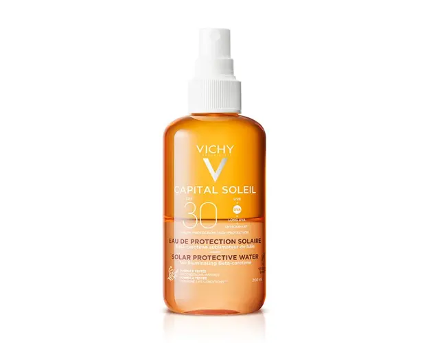 Apa de protectie solara pentru bronz de durata SPF30 Capital Soleil, 200ml, Vichy