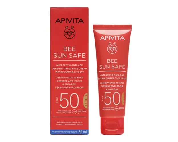 Crema protectie solara coloranta anti-pete SPF50 Bee Sun Safe, 50 ml, Apivita