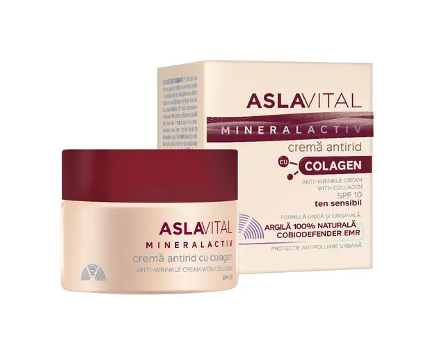 Crema antirid cu colagen SPF 10, Mineralactiv , 50 ml, Aslavital 