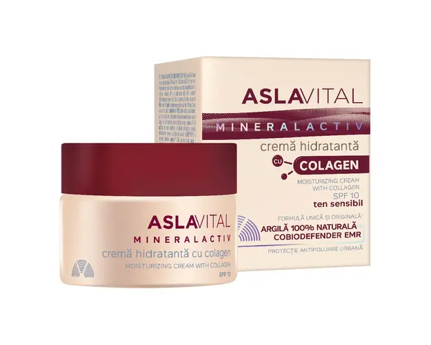 Crema hidratanta colagen SPF10 Mineralactiv, 50ml, Aslavital 