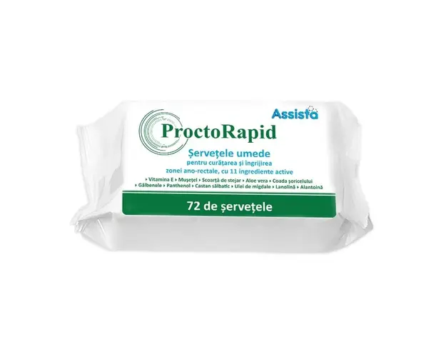 Assista ProctoRapid servetele umede pentru igiena ano-rectala x 72 buc