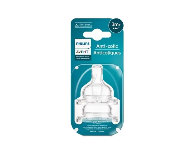 Tetina anti-colici debit lent, 3luni+, SCY763/02, 2 bucati, Avent 