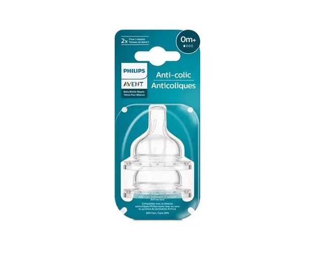 Tetina anti-colici debit 1, 0luni+, SCY761/02, 2 bucati, Avent