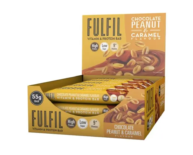 Batoane proteice cioco,alune si caramel, 15 bucati*55g, Fulfil Nutrition