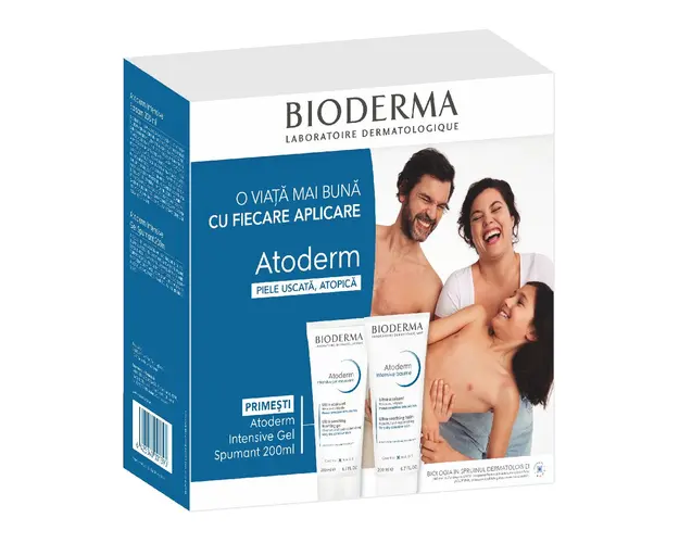 Pachet Atoderm Intensiv Balsam, 200 ml + Intensiv gel spumant, 200 ml, Bioderma