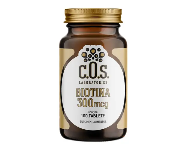 Biotina, Vitamina B7 300 mcg, 100 tablete, COS Laboratories