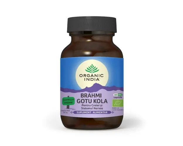 Brahmi Gotu Kola Sistemul Nervos si Deficit de Atentie, 60 capsule, Organic India