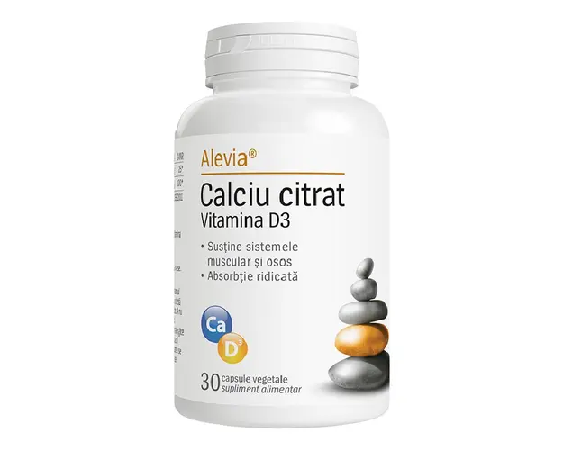 Calciu Citrat Vitamina D3, 30 capsule, Alevia