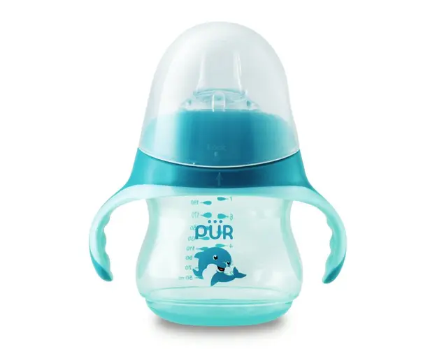Cana in forma de delfin cu cioc din silicon, +6 Luni, verde, 230ml, PUR