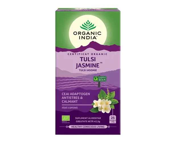Ceai Adaptogen Tulsi Iasomie, 25 plicuri, Organic India