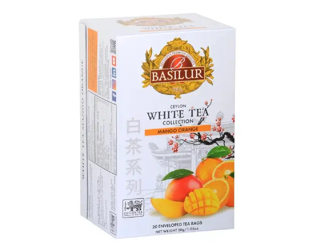 Ceai alb, White Tea Mango Orange, 20 plicuri, Basilur