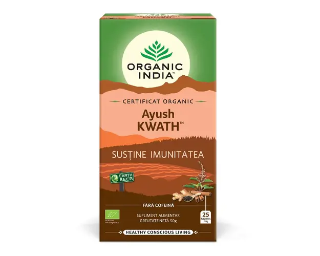 Ceai Bio Tulsi Ayush KWATH, 25 plicuri, Organic India