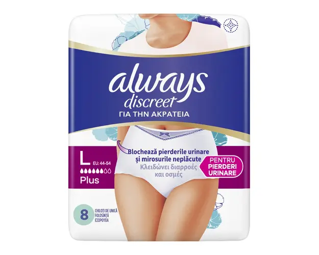 Always Discreet Pants Chiloti pentru incontinenta urinara Large, 8 bucati