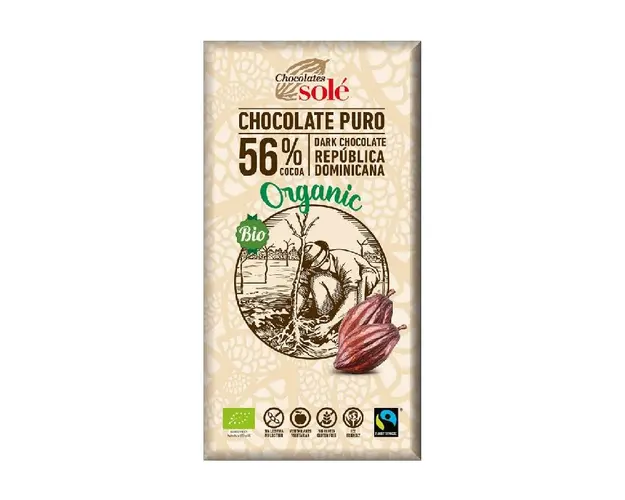 Ciocolata neagra bio 56% cacao, 100g, Chocolates Sole
