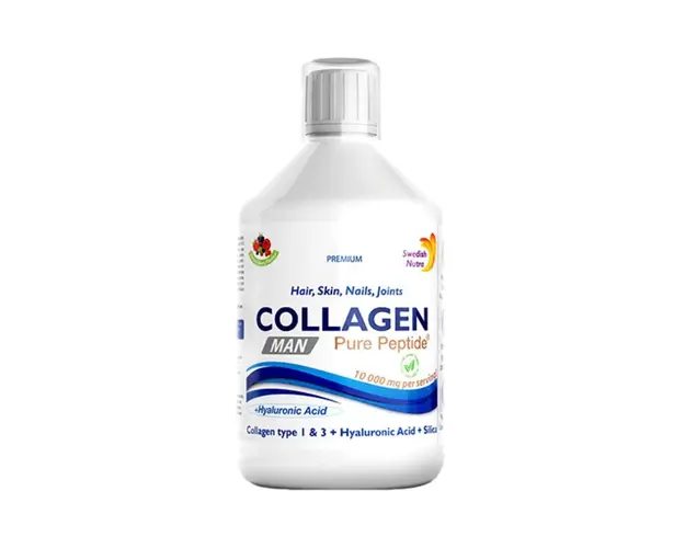 Colagen Hidrolizat Lichid MAN 10000Mg pentru barbati, Tip 1 si 3, 500ml, Swedish Nutra