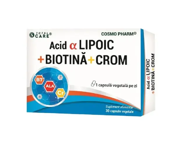 Acid Alfa Lipoic cu Biotina si Crom, 30 capsule, Cosmopharm