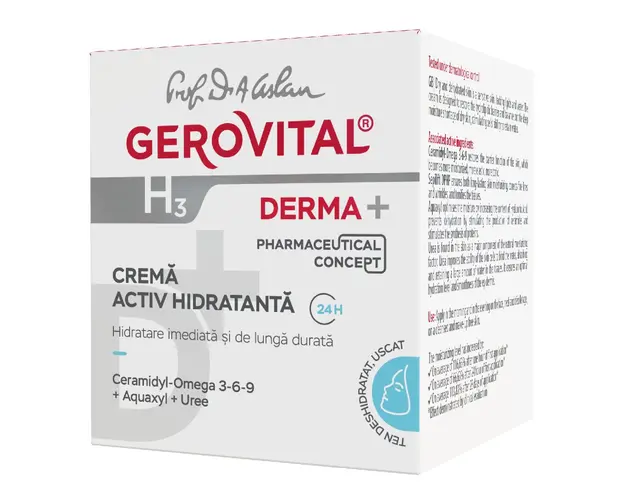 Crema activ hidratanta H3 Derma+, 50 ml, Gerovital