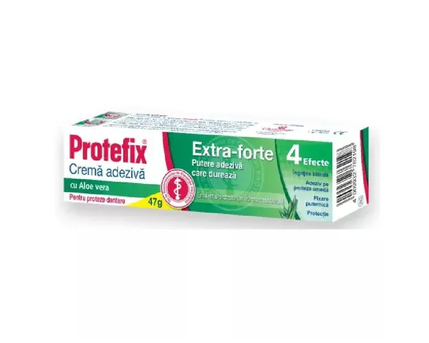Crema adeziva pentru fixarea protezei dentara cu aloe vera Extra-Forte, 47 g, Protefix