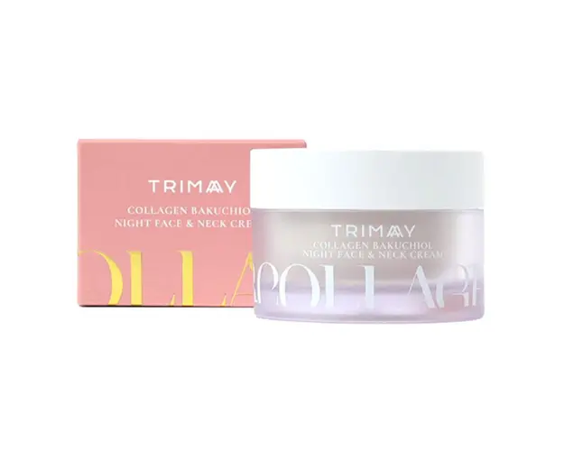 Crema Anti-Aging de noapte pentru fata si gat Collagen Bakuchiol, 50 ml, Trimay