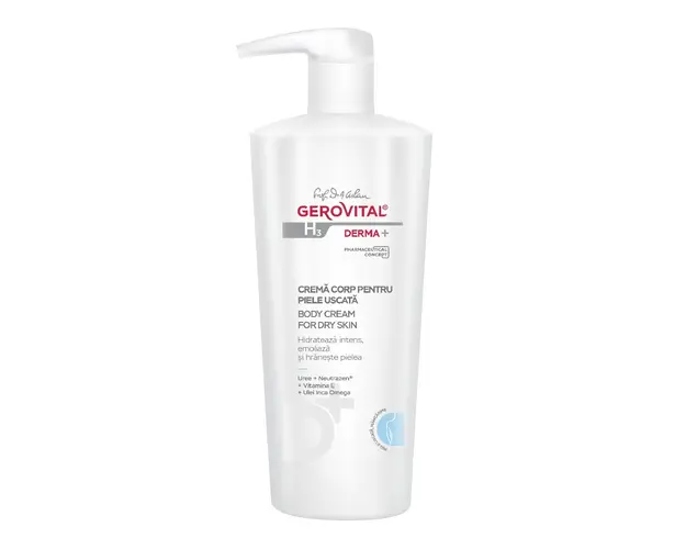 Crema corp pentru piele uscata H3 Derma+, 500 ml, Gerovital