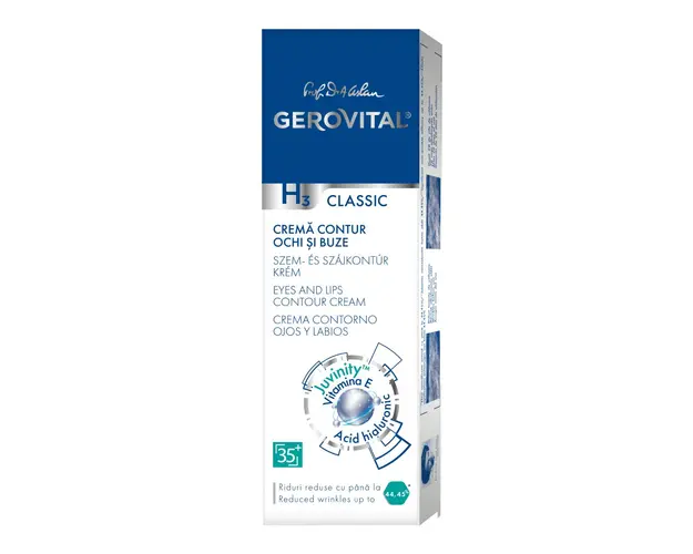 Crema pentru contur ochi si buze H3 Classic, 15 ml, Gerovital