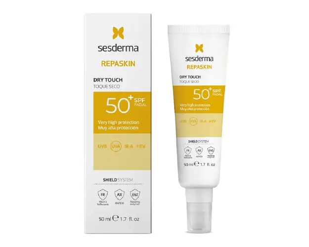 Crema pentru fata cu protectie solara SPF 50 Dry Touch Repaskin, 50 ml, Sesderma