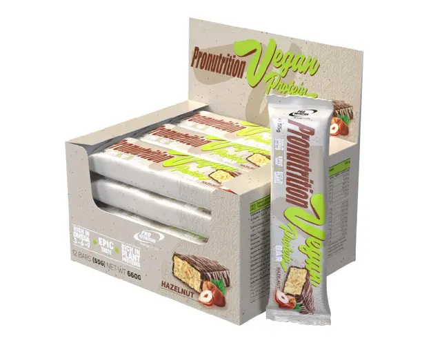 Cutie Batoane proteice vegane, 12 bucati*55g, Pro Nutrition