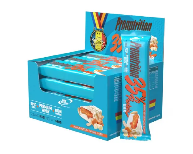 Cutie Batoane proteice caramel, 12bucati*55g, Pro Nutrition