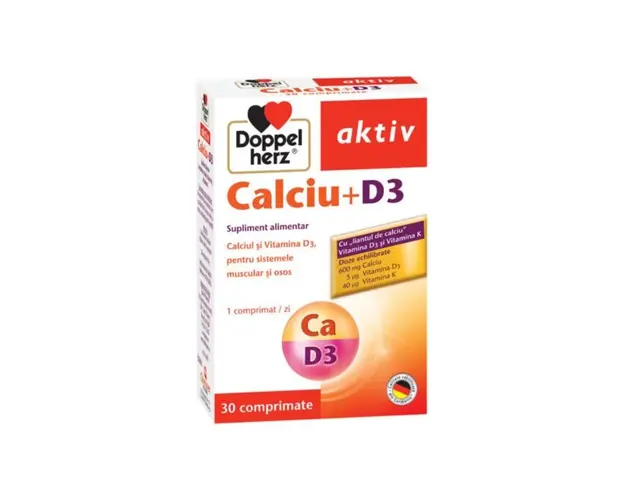 Calciu + D3, 30 comprimate, Doppelherz