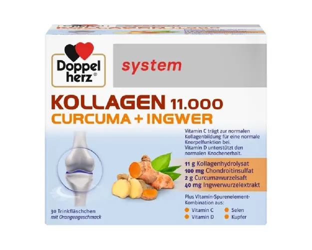 System Kollagen 11000 Curcuma + Ghimbir, 30 flacoane, Doppelherz 