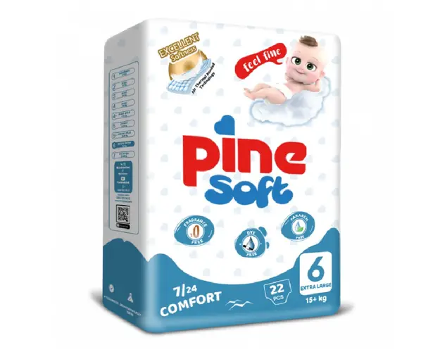 Scutece extra large Soft, 15+ kg, 22 bucati, PINE 