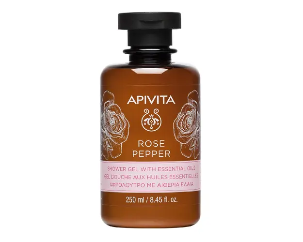 Gel de dus cu trandafir si piper Rose Pepper, 250 ml, Apivita
