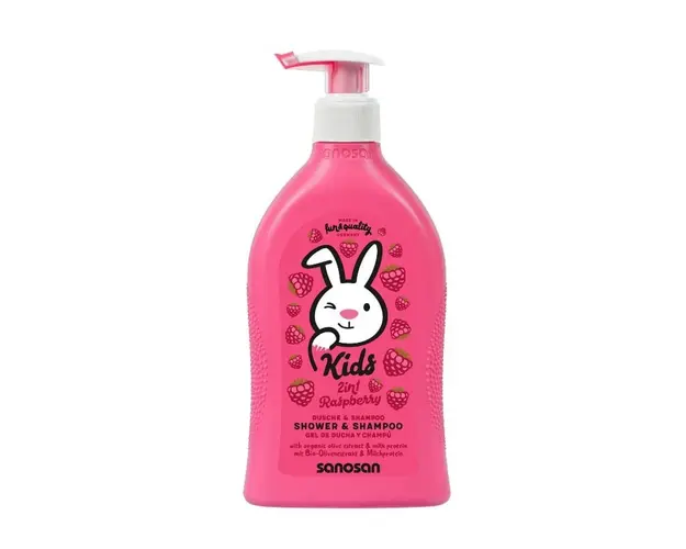 Gel de dus si sampon cu aroma de zmeura KIDS, 400 ml, Sanosan