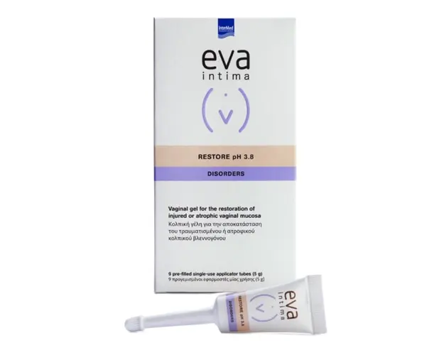 Gel vaginal cicatrizant Restore pH 3.8, 9 aplicatoare vaginale*5g, Eva Intima