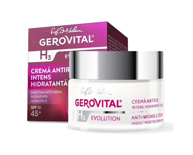 Crema Antirid Intens Hidratanta, H3 Evolution, SPF10, 50 ml, Gerovital 