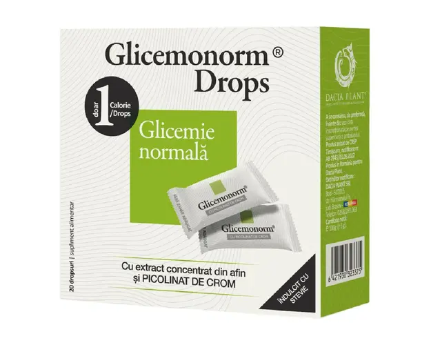 Glicemonorm Drops, 20 bucati, Dacia Plant