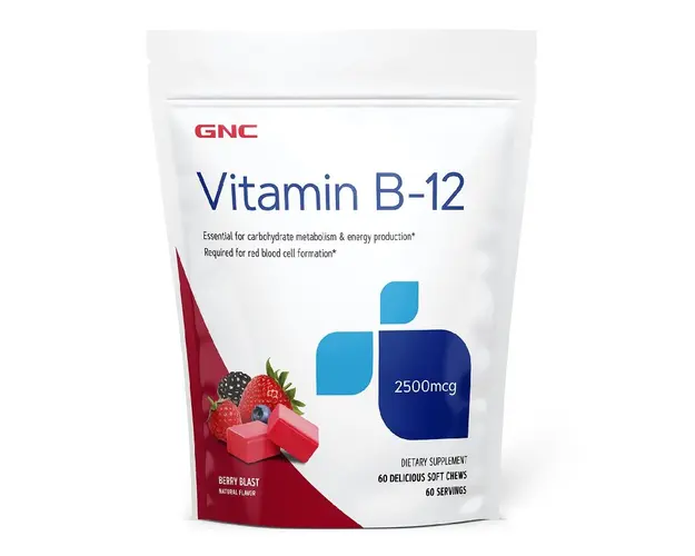 Vitamina B-12 2500 mcg, cu Aroma de Fructe de Padure, 60 caramele, GNC 