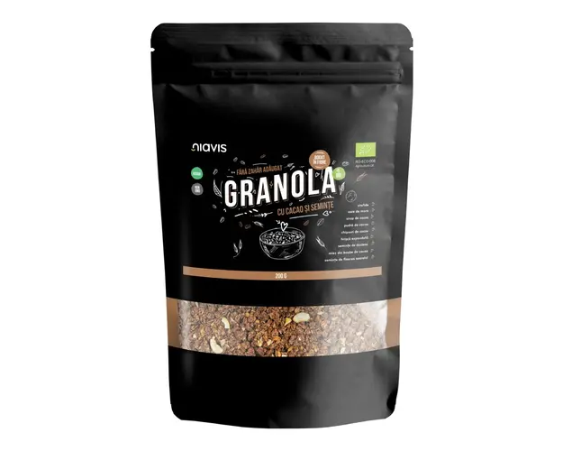 Granola Eco cu cacao si seminte, 200 g, Niavis