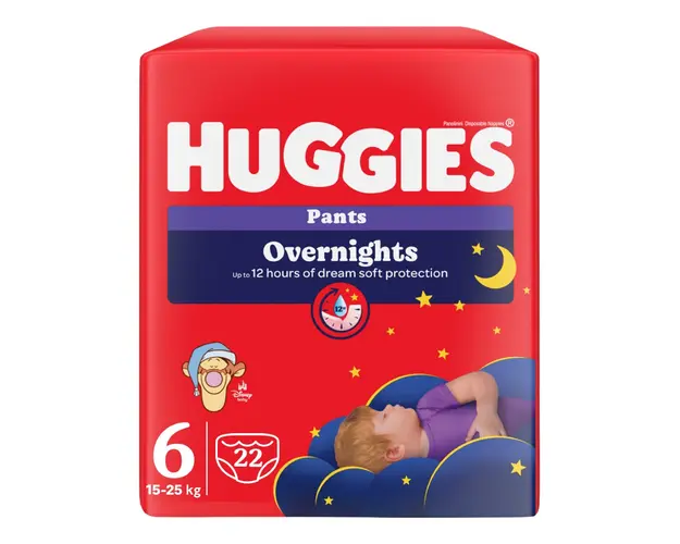 Scutece chilotel de noapte Overnights, Nr.6, 15-25 kg, 22 bucati, Huggies 