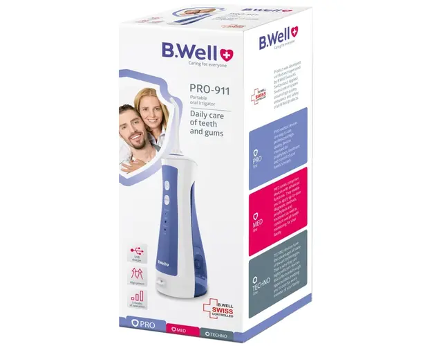 Irigator oral reincarcabil cu 2 capete si cablu USB, PRO-911, B.Well