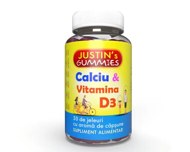 Calciu+Vitamina D3, 30 jeleuri, Justin Pharma