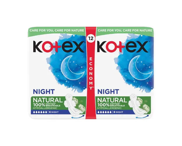 Tampoane absorbante Natural Night, 12 bucati, Kotex 