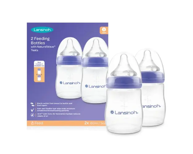 Pachet Biberon cu tetina NaturalWawe 2, + 1 luna, 2 bucati*160 ml, Lansihoh