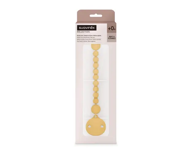 Lantisor cu clips pentru suzeta Colour Essence, Galben, 1 bucata, Suavinex