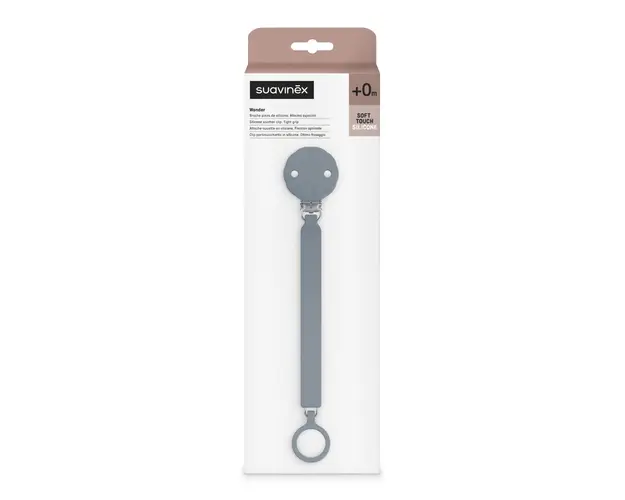 Lantisor din silicon cu clips pentru suzeta Wonder, Albastru Marin, 1 bucata, Suavinex