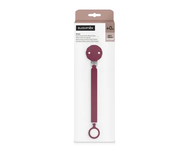 Lantisor din silicon cu clips pentru suzeta Wonder, Magenta, 1 bucata, Suavinex