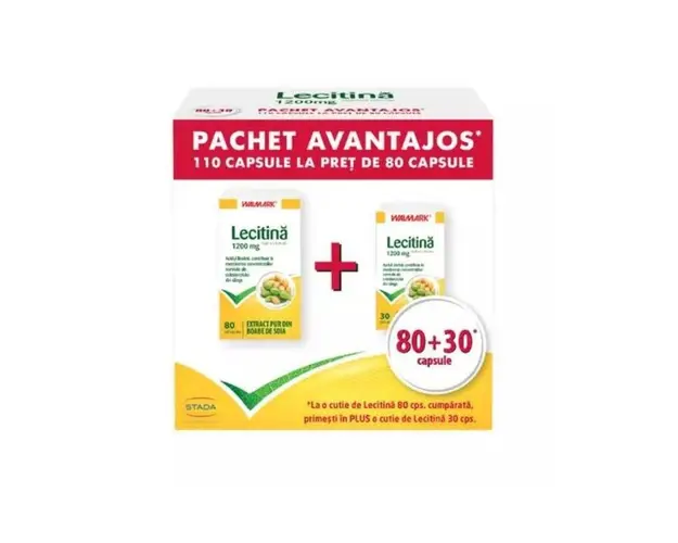 Pachet Lecitina 1200 mg, 80 + 30 capsule, Walmark